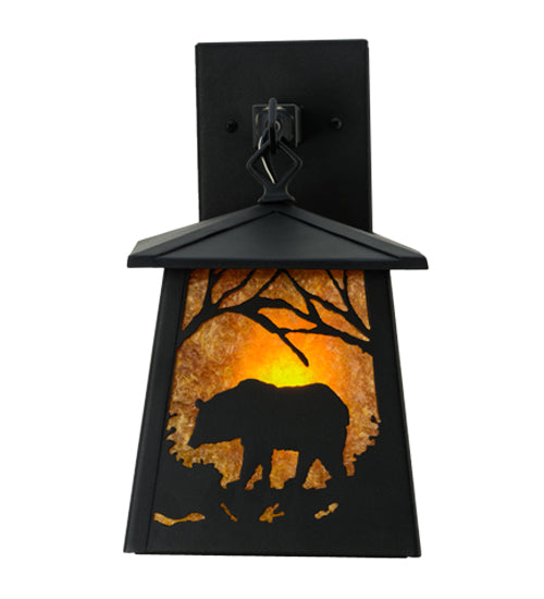  Black Majestic Woodland Bear Wall Sconce Front | The Cabin Shack