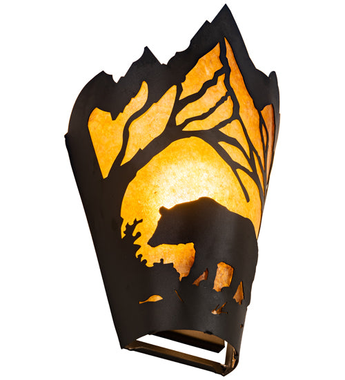 Textured Black Majestic Woodland Bear Wall Sconce Under | The Cabin Shack