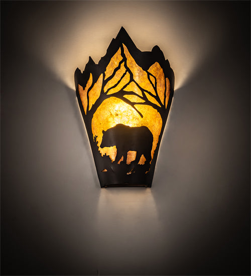 Textured Black Majestic Woodland Bear Wall Sconce | The Cabin Shack