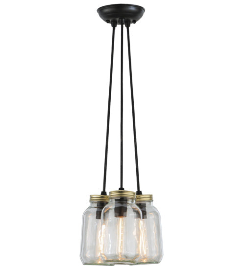 9" Wide Triple Clear Glass Mason Jar Pendant 1 | The Cabin Shack