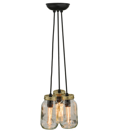 Meyda Tiffany 3 Light Mason Jar Pendant
