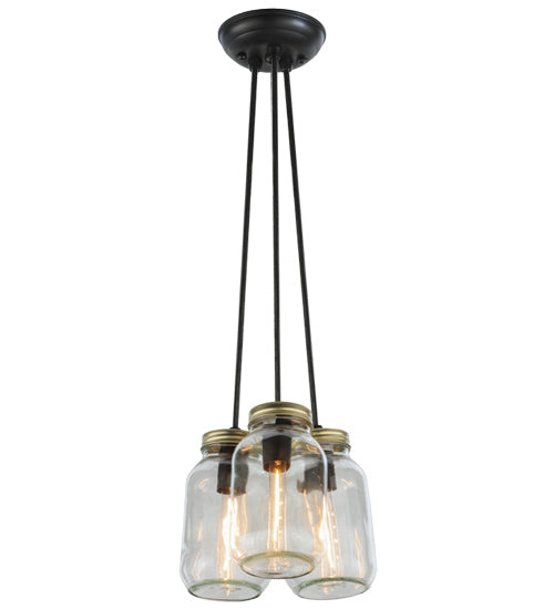 9" Wide Triple Clear Glass Mason Jar Pendant 4 | The Cabin Shack