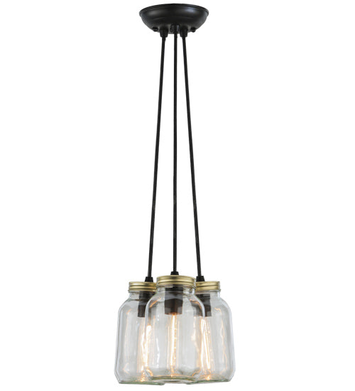 9" Wide Triple Clear Glass Mason Jar Pendant 5 | The Cabin Shack