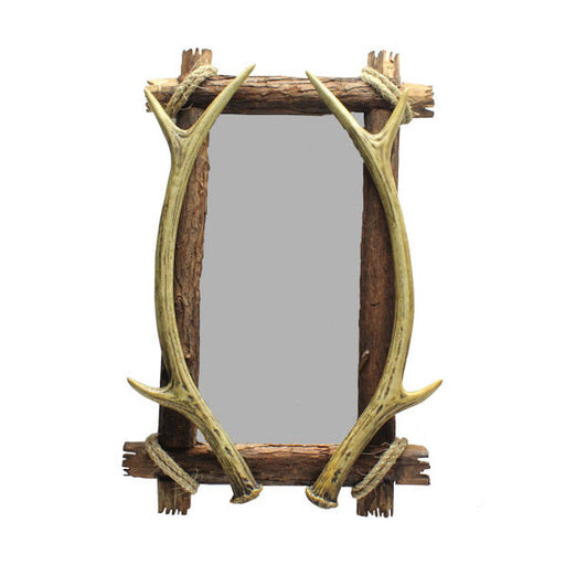 Antler and Bark Mirror for Rustic Decor | The Cabin Shack