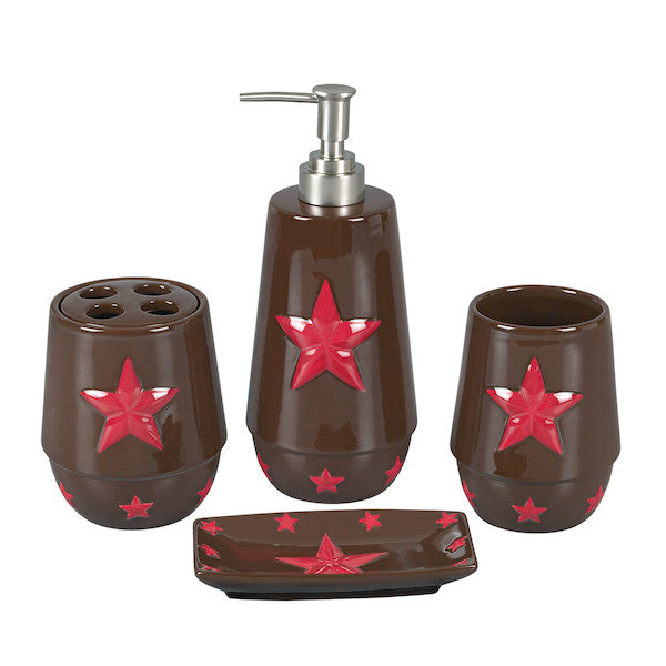 4PC Red Star Bathroom Set by HiEnd Accents | The Cabin Shack