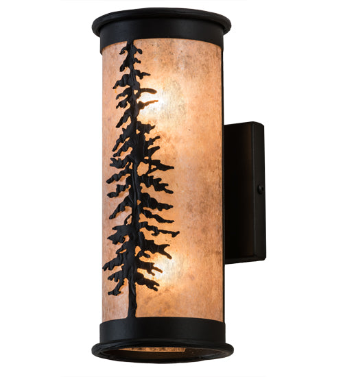 Black Textured Silver Mica Rocky Evergreen Pine Tree Wall Sconce | The Cabin Shack