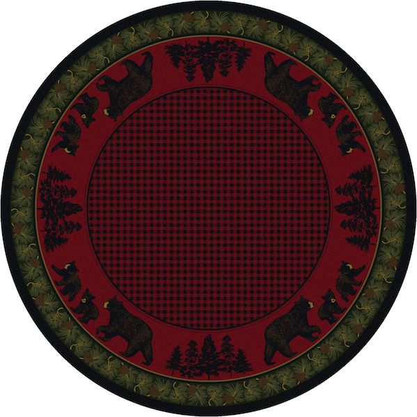 Cabin Rugs | Bear Family Multi Lodge Rug Round | The Cabin Shack