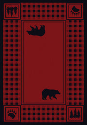 Bear Lane Red Rustic Lodge Rug | The Cabin Shack