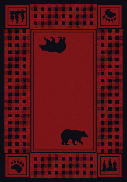 Bear Lane Red Rustic Lodge Rug | The Cabin Shack