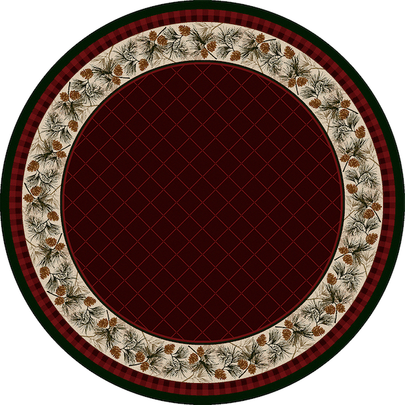 Cabin Rugs | Evergreen Garnet Lodge Rug Round | The Cabin Shack