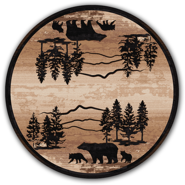 Cabin Rugs | Mountain Shadow Bear Lodge Rug Round | The Cabin Shack