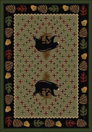 Cabin Rugs | Patchwork Bear Green Lodge Rug | The Cabin Shack
