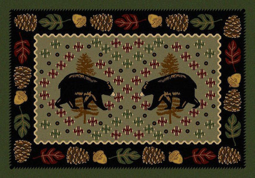 Cabin Rugs | Patchwork Bear Green Lodge Rug 3x4 | The Cabin Shack