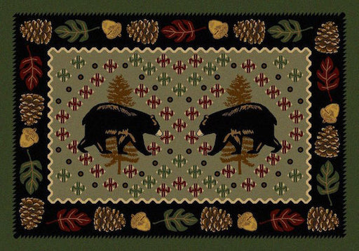 Cabin Rugs | Patchwork Bear Green Lodge Rug 3x4 | The Cabin Shack