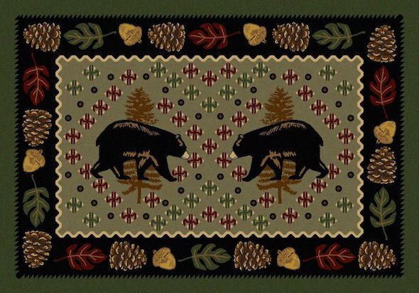 Cabin Rugs | Patchwork Bear Green Lodge Rug 3x4 | The Cabin Shack