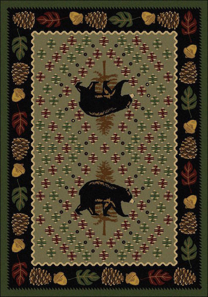 Cabin Rugs | Patchwork Bear Green Lodge Rug | The Cabin Shack