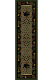 Cabin Rugs | Patchwork Bear Green Lodge Rug Runner | The Cabin Shack