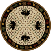 Cabin Rugs | Patchwork Bear Lodge Rug Round | The Cabin Shack