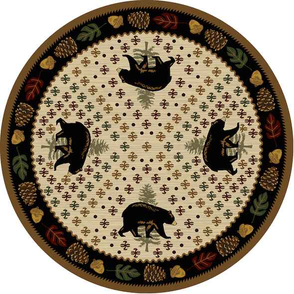 Cabin Rugs | Patchwork Bear Lodge Rug Round | The Cabin Shack