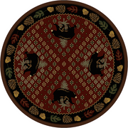 Cabin Rugs | Patchwork Bear Red Lodge Rug Round | The Cabin Shack