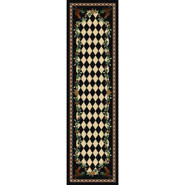 Rooster Kitchen Black Rustic Lodge Rug Runner | The Cabin Shack