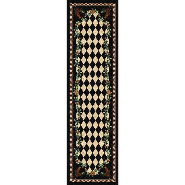 Rooster Kitchen Black Rustic Lodge Rug Runner | The Cabin Shack