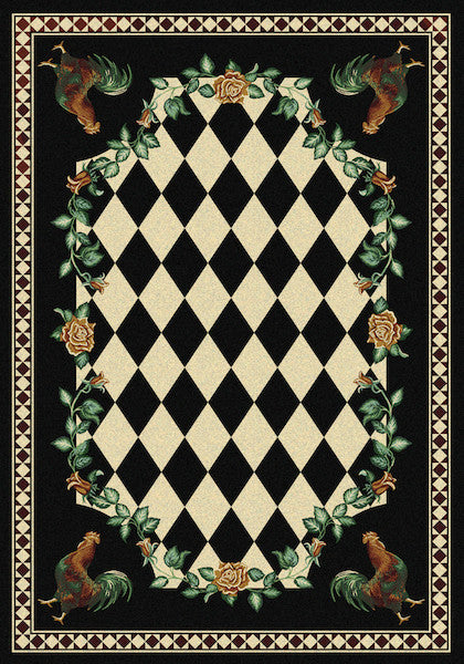 Rooster Kitchen Black Rustic Lodge Rugs | The Cabin Shack