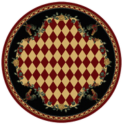 Rooster Kitchen Red Rustic Lodge Rug Round | The Cabin Shack