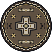 Southwest Cross Rustic Lodge Rug Round | The Cabin Shack