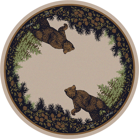 Cabin Rugs | Twin Bears Lodge Rug Round | The Cabin Shack