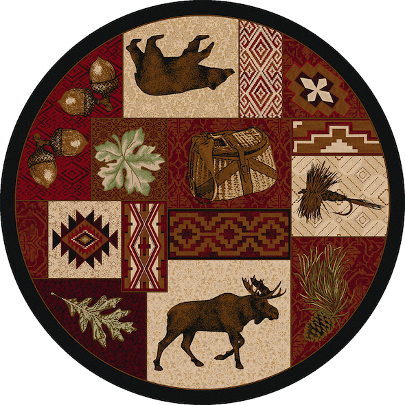 Cabin Rugs | Wildlife Picnic Lodge Rug Round | The Cabin Shack