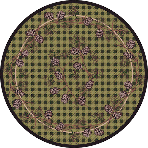 Cabin Rugs | Wooded Pines Green Lodge Rug Round | The Cabin Shack