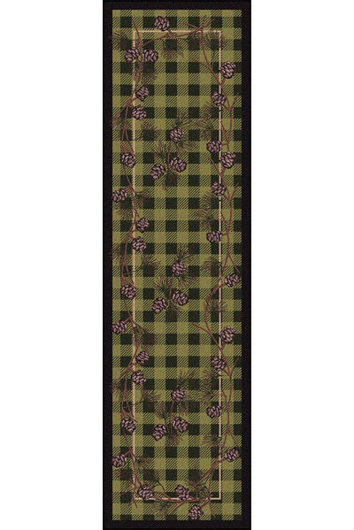Cabin Rugs | Wooded Pines Green Lodge Rug Runner | The Cabin Shack