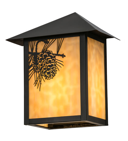 Craftsman Brown Beige Art Pine Needle Forest Wall Sconce | The Cabin Shack