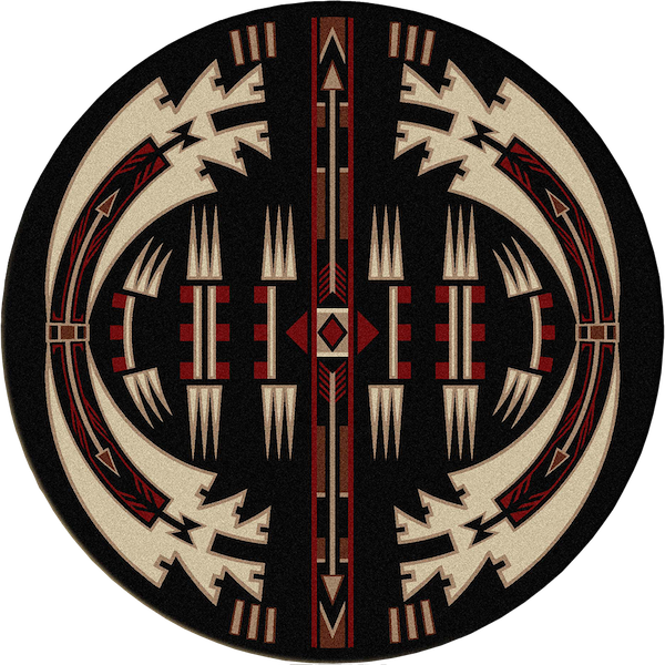 Native Arrow Black Rustic Lodge Rug Round | The Cabin Shack