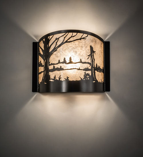 Mahogany Bronze Silver Mica White Willow Pond Wall Sconce | The Cabin Shack