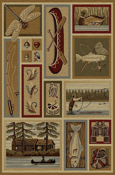 Fishing Retreat Rustic Lodge Rug Collection | The Cabin Shack