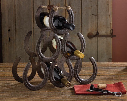 Horseshoe Wine Rack for Western Decor | The Cabin Shack