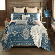 Textured Blue Sky Heritage Pattern Comforter Set | The Cabin Shack