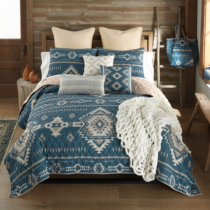 Textured Blue Sky Heritage Pattern Comforter Set | The Cabin Shack