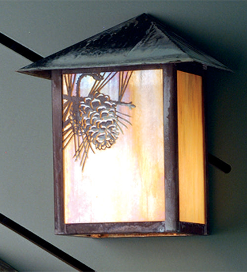 Verdigris Iridized Beige Pine Needle Forest Wall Sconce | The Cabin Shack