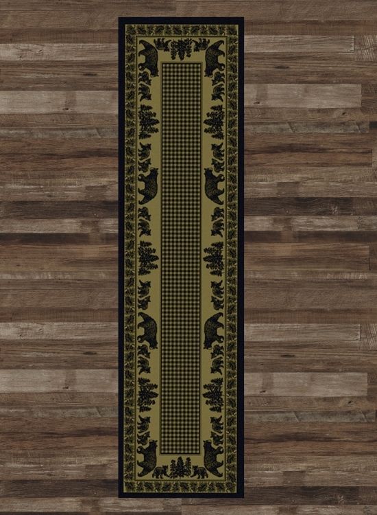 Bear Meadows Green Runner Rug | The Cabin Shack