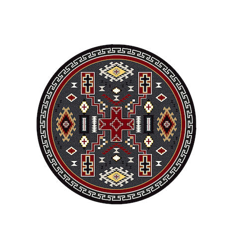 Double Cross Gray Rug Round | The Cabin Shack