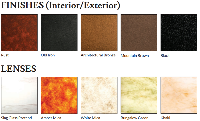 Finish And Lens Colors | The Cabin Shack