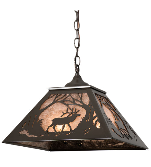 Majestic Woodland Elk Silver Mica Bronze Pendant | The Cabin Shack