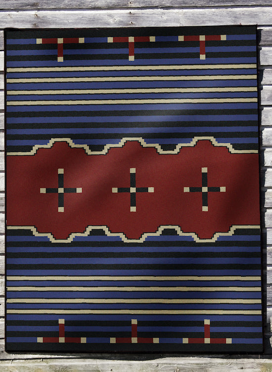Native Cross Blue Rug Lifestyle | The Cabin Shack
