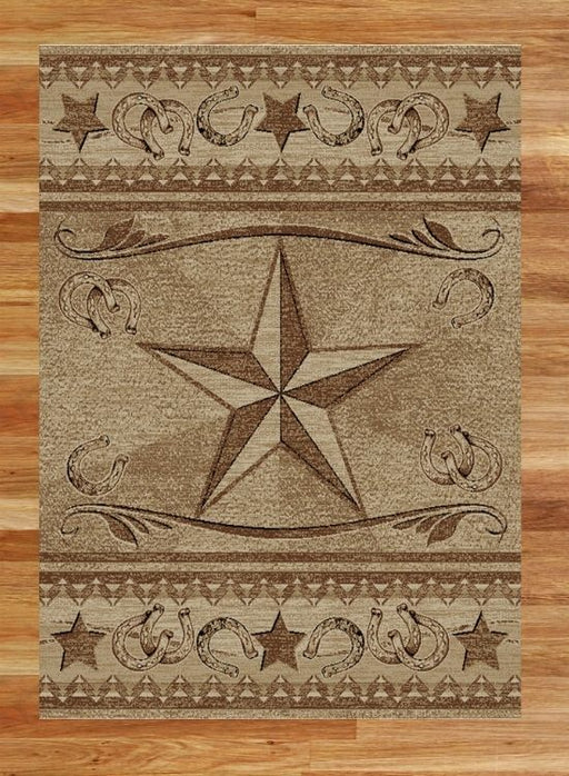 HR RUSTIC STYLE AREA RUG FOR CABIN , WESTERN BOOT HAT HORSE SHOE AND  WHEEL.(BEIGE)